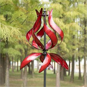 Yard Garden Wind Spinner - Large Outdoor Wind Sculptures Spinners, Tulip Ornament Windmill for Lawn Front Door, Gift Idea for Mother, Birthday, Housewarming (Dia19 x H87")