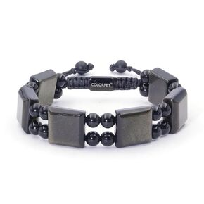Unique Handmade Chirstmas Gifts for Dad, COLORFEY Mens Bracelet Beads Premium Golden Obsidian Men Beaded Bracelet, Masculine Exclusive Men Stone Bracelet Protection Crystals Bracelet for Men Happiness