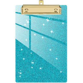 Piasoenc Acrylic Clipboards, Fashion Glitter Clipboard, Stardard Letter Size Clip Board, A4 Size 12.5" x 9", Cute Confetti Clipboards for Women, Rose Gold Desk Office Supplies and Accessories