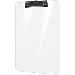 Plastic Clipboards, Acrylic Clear Clip Board 8.5x11 for Classroom, Students, Kid, Woman, Letter Size A4 Transparent Clipboards Size 9" x 12.5" with Low Profile Clip, Office & School Supply.