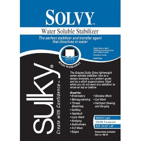 Sulky Of America Solvy Lightweight Water Soluble Stabilizer, 19.75 Inch x 1 Yard, Clear