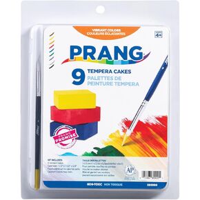 Prang Tempera Cake Set With Brush, 9 Assorted Colors, 1 Count