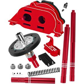 RcarmumbWow RC Motor Mount Gear Cover & Center Driveshafts 91T Spur Gear Slipper w/ 3.175mm 21T 23T 25T Pinions Upgrades Part for 1/10 Granite 4X4 Mega550(ARA4202XV3),Red