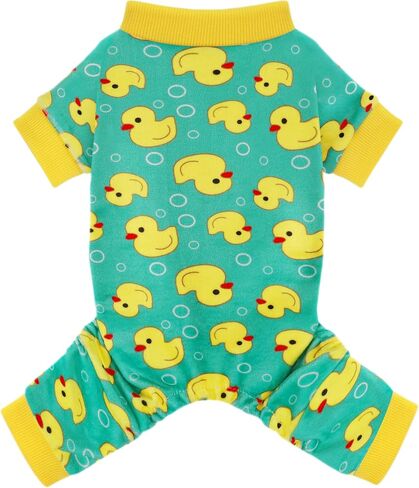 Paiaite Dog Pajamas Onesie: Comfortable Four-Legged Apparel for Small, Medium, & Large Dogs, Polyester Material for Comfort, Wrinkle Resistance, Moisture Wicking, and Stretchiness Yellow Duck S in Saudi Arabia