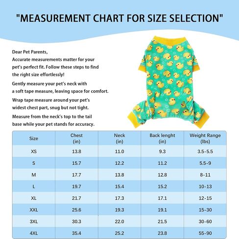 Paiaite Dog Pajamas Onesie: Comfortable Four-Legged Apparel for Small, Medium, & Large Dogs, Polyester Material for Comfort, Wrinkle Resistance, Moisture Wicking, and Stretchiness Yellow Duck S in Saudi Arabia