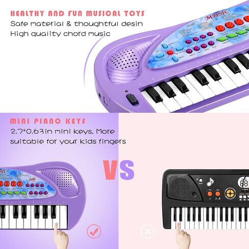 بيانو صغير للوحة المفاتيح من رايمي للأطفال، 32 مفتاحًا للبيانو المحمول، ألعاب تعليمية تعليمية للوحة مفاتيح الموسيقى الإلكترونية للأطفال من عمر 3 4 5 6 سنوات (أرجواني) in Kuwait