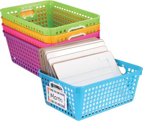 Really Good Stuff Large Plastic Book Baskets, 13¼" by 10" by 5½" - Single, Blue Classroom Library Organizer, Toy Storage, Multi-Purpose Organizer Basket in Kuwait