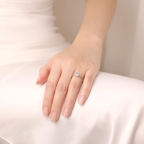 Meissa 1CT خاتم الخطوبة للنساء الزمرد قطع الماس وعد خاتم الزفاف الفرقة مكعب زركونيا خاتم الذكرى 925 الفضة الاسترليني الحجم 3-10 (فضي) in Kuwait