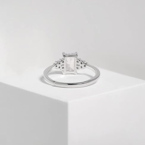 Meissa 1CT خاتم الخطوبة للنساء الزمرد قطع الماس وعد خاتم الزفاف الفرقة مكعب زركونيا خاتم الذكرى 925 الفضة الاسترليني الحجم 3-10 (فضي) in Kuwait