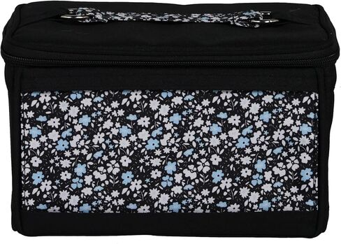 صندوق تنظيم أدوات الخياطة من إيفريثينج ماري، زهور زرقاء - سلة تخزين اللوازم والإكسسوارات - تنظيم الخيوط والإبر والأفكار والمقص - علبة يدوية محمولة in Kuwait