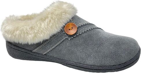 Clarks Womens Suede Leather Clog Slipper JMS0411B - Warm Plush Faux Fur Lining - Indoor Outdoor House Slippers For Women (9 M US, Black) in Saudi Arabia