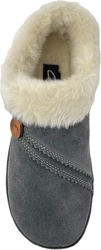 Clarks Womens Suede Leather Clog Slipper JMS0411B - Warm Plush Faux Fur Lining - Indoor Outdoor House Slippers For Women (9 M US, Black) in Saudi Arabia