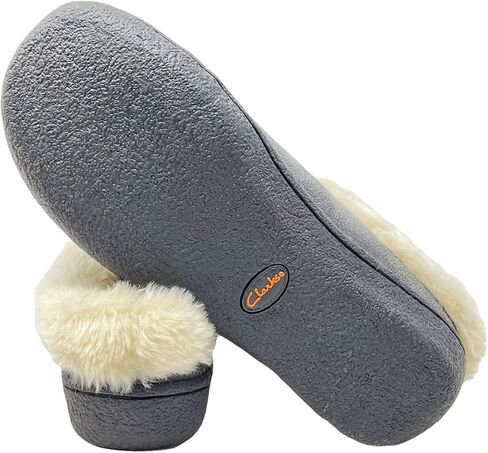 Clarks Womens Suede Leather Clog Slipper JMS0411B - Warm Plush Faux Fur Lining - Indoor Outdoor House Slippers For Women (9 M US, Black) in Saudi Arabia