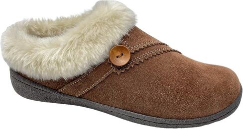 Clarks Womens Suede Leather Clog Slipper JMS0411B - Warm Plush Faux Fur Lining - Indoor Outdoor House Slippers For Women (9 M US, Black) in Saudi Arabia