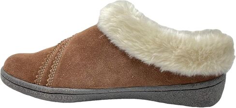 Clarks Womens Suede Leather Clog Slipper JMS0411B - Warm Plush Faux Fur Lining - Indoor Outdoor House Slippers For Women (9 M US, Black) in Saudi Arabia