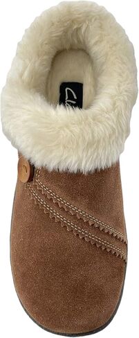 Clarks Womens Suede Leather Clog Slipper JMS0411B - Warm Plush Faux Fur Lining - Indoor Outdoor House Slippers For Women (9 M US, Black) in Saudi Arabia