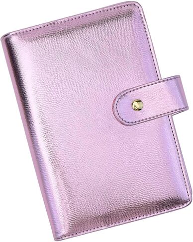 A6 Budget Binder PU Leather Notebook Cover 6 Gold Rings Refillable Binders Loose Leaf Personal Planner Organizer with Golden Snap Button Closure for Journal Travel (Gold Cover) in Kuwait