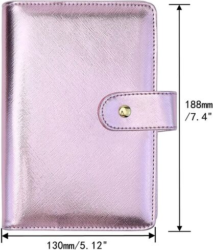 A6 Budget Binder PU Leather Notebook Cover 6 Gold Rings Refillable Binders Loose Leaf Personal Planner Organizer with Golden Snap Button Closure for Journal Travel (Gold Cover) in Kuwait