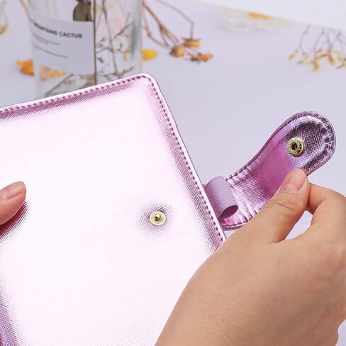 A6 Budget Binder PU Leather Notebook Cover 6 Gold Rings Refillable Binders Loose Leaf Personal Planner Organizer with Golden Snap Button Closure for Journal Travel (Gold Cover) in Kuwait