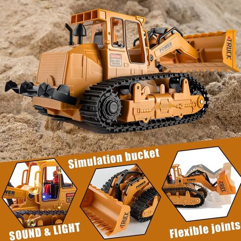 Construction Toys Bulldozer - Kids Engineering Remote Control Truck Toy, Rechargeable Multifunction Vehicle Loader Beach Outdoor Toy, Christmas Birthday Idea for 3 4 5 6 Year Old Toddler Boys Children in Saudi Arabia