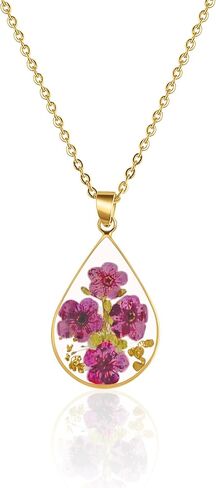 Poppy Pendant Handmade Necklaces – Birth Flower Necklaces for Women, Personalized Necklace Flower Jewelry, Best Friend Necklaces, August Birthday Gifts for Women, Perfect Christmas Gift in Saudi Arabia