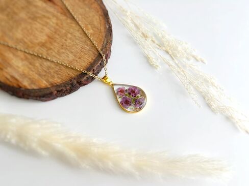 Poppy Pendant Handmade Necklaces – Birth Flower Necklaces for Women, Personalized Necklace Flower Jewelry, Best Friend Necklaces, August Birthday Gifts for Women, Perfect Christmas Gift in Saudi Arabia
