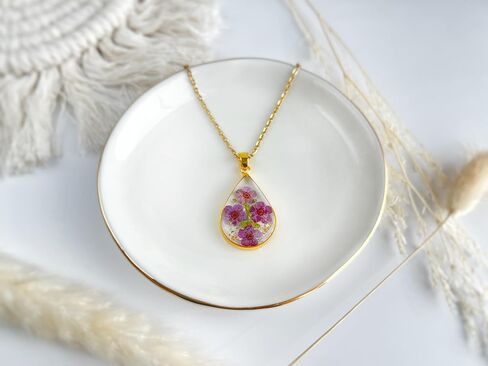 Poppy Pendant Handmade Necklaces – Birth Flower Necklaces for Women, Personalized Necklace Flower Jewelry, Best Friend Necklaces, August Birthday Gifts for Women, Perfect Christmas Gift in Saudi Arabia