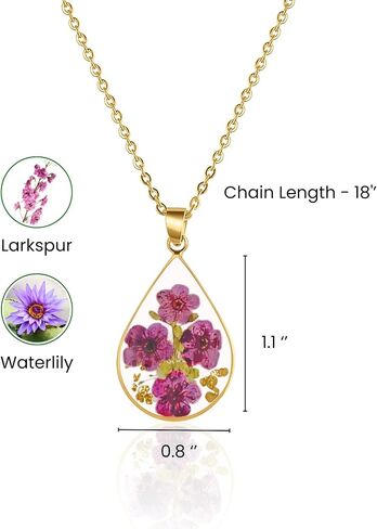 Poppy Pendant Handmade Necklaces – Birth Flower Necklaces for Women, Personalized Necklace Flower Jewelry, Best Friend Necklaces, August Birthday Gifts for Women, Perfect Christmas Gift in Saudi Arabia