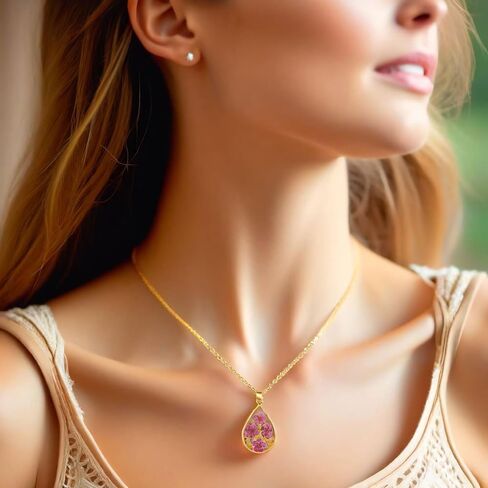 Poppy Pendant Handmade Necklaces – Birth Flower Necklaces for Women, Personalized Necklace Flower Jewelry, Best Friend Necklaces, August Birthday Gifts for Women, Perfect Christmas Gift in Saudi Arabia