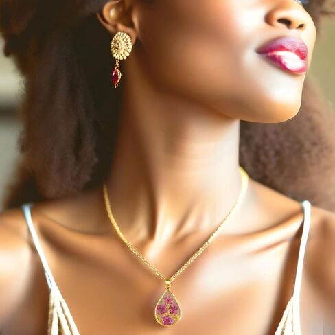 Poppy Pendant Handmade Necklaces – Birth Flower Necklaces for Women, Personalized Necklace Flower Jewelry, Best Friend Necklaces, August Birthday Gifts for Women, Perfect Christmas Gift in Saudi Arabia