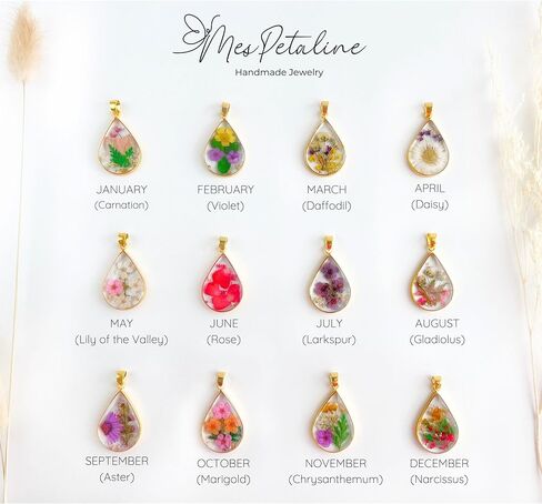 Poppy Pendant Handmade Necklaces – Birth Flower Necklaces for Women, Personalized Necklace Flower Jewelry, Best Friend Necklaces, August Birthday Gifts for Women, Perfect Christmas Gift in Saudi Arabia