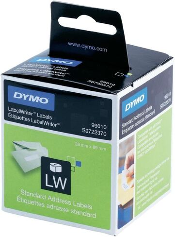 ملصقات عنوان كبيرة مقاس 36 مم × 89 مم LW من Dymo، لفة واحدة مكونة من 130، (260 ملصق سهل التقشير)، ذاتية اللصق، لصانعي الملصقات، أصلية، طباعة سوداء على شفاف in Saudi Arabia