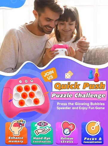 Fast Push Bubble Up Fidget Toy, Electronic Light Up Game Console, Cool Birthday Gifts for 6 7 8 9 10-12 Year Boys and Girls Stress Toy, Concentration Speed Puzzle Game for Family Party in Saudi Arabia