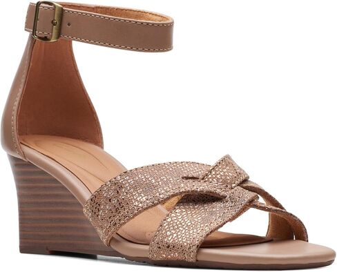 Clarks Women's Fashion Wedge Sandal, Black Leather, 9 in Saudi Arabia