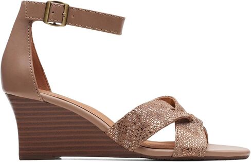 Clarks Women's Fashion Wedge Sandal, Black Leather, 9 in Saudi Arabia