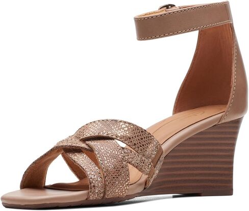 Clarks Women's Fashion Wedge Sandal, Black Leather, 9 in Saudi Arabia