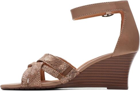 Clarks Women's Fashion Wedge Sandal, Black Leather, 9 in Saudi Arabia