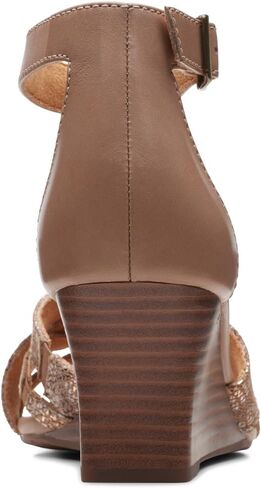 Clarks Women's Fashion Wedge Sandal, Black Leather, 9 in Saudi Arabia