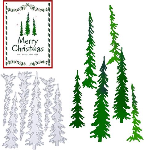 Christmas Pine Tree Metal Die Cuts Set, Xmas Narrow Pine Trees Cutting Dies Christmas Embossing Stencils for Card Making DIY Scrapbooking Stamps Decor in Saudi Arabia