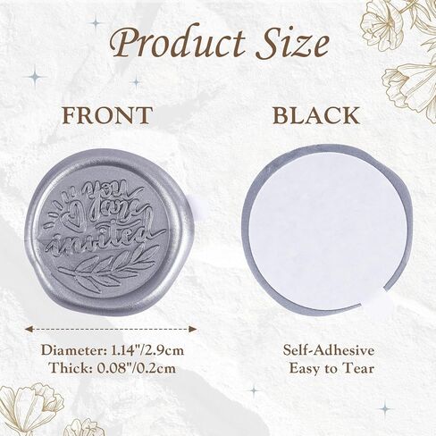 Black Wax Seal Stickers, 50 Pcs Envelope Wax Stickers for Birthday, Gift Wrapping,Christmas, Party Favor, Wedding Invitation,Baby Shower Decoration(You're Invited) in Saudi Arabia