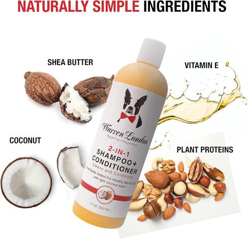 Warren London 2 in1 Pet Shampoo and Conditioner for Dogs, Puppys, & Cats | Best Dog Shampoo and Conditioner for Dry Itchy Skin | Dandruff Shampoo for Cats & Dogs | Made in USA | 17oz in Kuwait