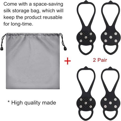 Non Slip Gripper Spike, Ice Grippers Traction Cleats Snow Shoe Spikes Grips Crampons with 10 Steel Studs Cleats 1/2/3 Pairs in Kuwait