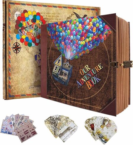 Adventure Book Handcrafted Diary Photo Scrapbook,Tailored for Preserving Cherished Moments,Gift for Couples' Anniversaries,Weddings,Globetrotters,Birthdays,Christmas&Note-taking Gifts Handmade Book in Saudi Arabia