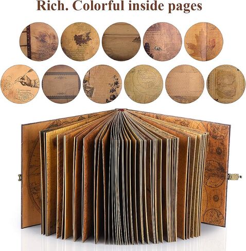 Adventure Book Handcrafted Diary Photo Scrapbook,Tailored for Preserving Cherished Moments,Gift for Couples' Anniversaries,Weddings,Globetrotters,Birthdays,Christmas&Note-taking Gifts Handmade Book in Saudi Arabia