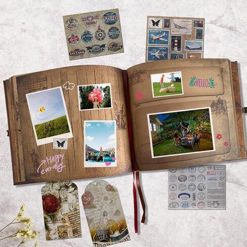 Adventure Book Handcrafted Diary Photo Scrapbook,Tailored for Preserving Cherished Moments,Gift for Couples' Anniversaries,Weddings,Globetrotters,Birthdays,Christmas&Note-taking Gifts Handmade Book in Saudi Arabia
