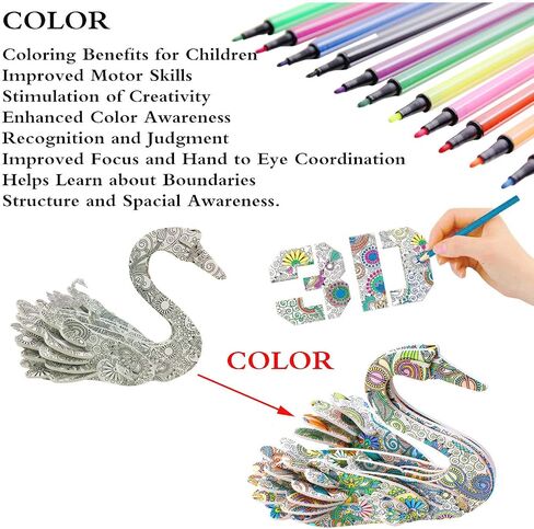 KAZOKU Crafts for Girls Ages 8-12 3D Coloring Puzzles Toys 4 Animals Puzzles with 12 Pen Markers Creative Arts and Crafts Kits for Kids Ages 8 9 10 11 12 Birthday Children's Day for Grils Boys in Saudi Arabia