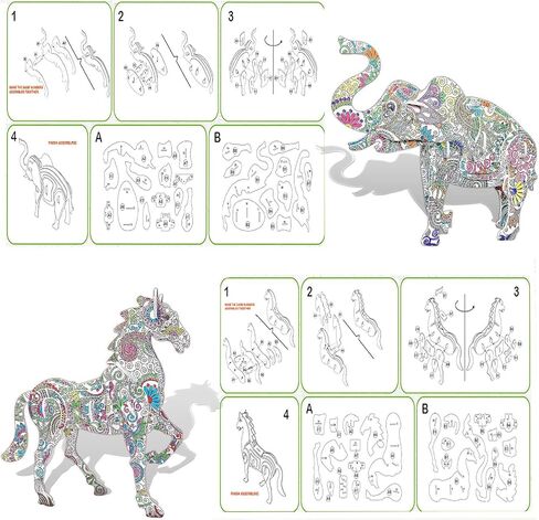 KAZOKU Crafts for Girls Ages 8-12 3D Coloring Puzzles Toys 4 Animals Puzzles with 12 Pen Markers Creative Arts and Crafts Kits for Kids Ages 8 9 10 11 12 Birthday Children's Day for Grils Boys in Saudi Arabia