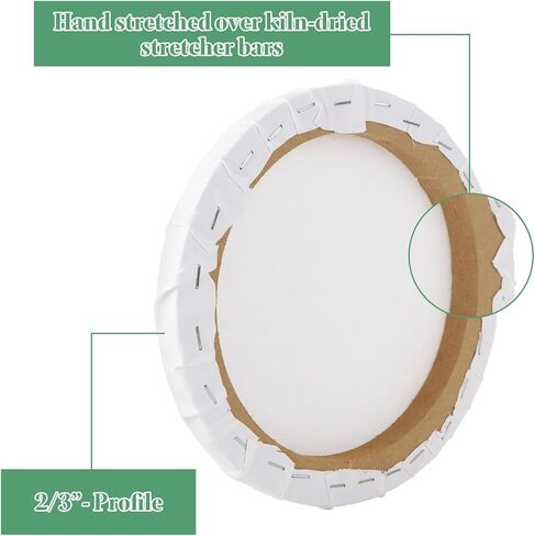 10 PCS Round Canvas Boards for Painting 8 Inch Circle Canvas Panel Round Stretched Canvas Blank Canvas White Round Paint Canvas for Oil, Acrylic, Gouache, Crafts in Kuwait