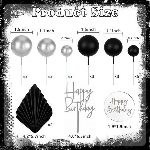 MEMOVAN 26pcs Man Cake Topper Black Boho Cake Topper Black Gold Balls Palm Leaves Black Gold Cake Decorations for Man Boy Bohemian Black Theme Wedding Baby Shower Birthday Party in Saudi Arabia