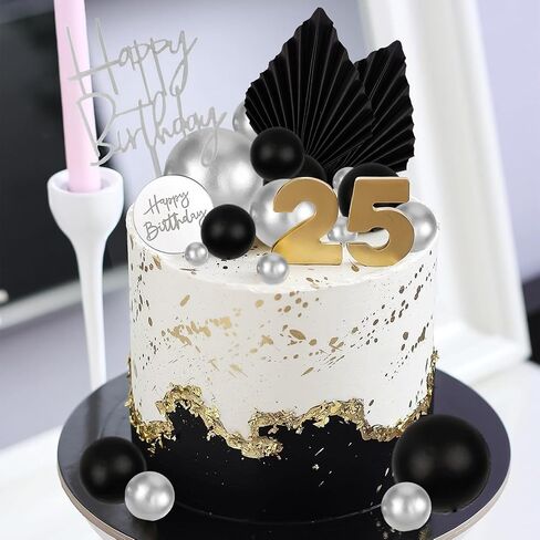 MEMOVAN 26pcs Man Cake Topper Black Boho Cake Topper Black Gold Balls Palm Leaves Black Gold Cake Decorations for Man Boy Bohemian Black Theme Wedding Baby Shower Birthday Party in Saudi Arabia